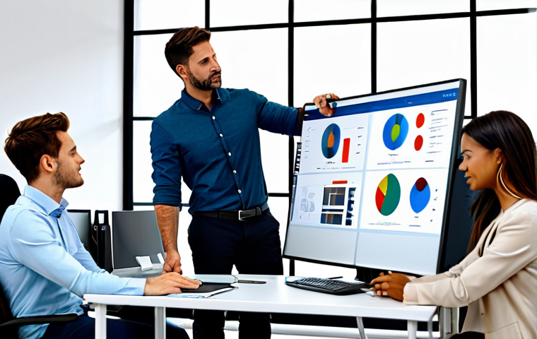 Virtual Office Collaboration**
A diverse team of professionals collaborating in a modern, fully clothed virtual office environment. They are using avatars to interact around a virtual whiteboard displaying project plans. The scene should convey productivity and teamwork. Include elements like virtual monitors, ergonomic chairs, and a calming color palette. safe for work, appropriate content, fully clothed, professional, perfect anatomy, correct proportions, natural pose, well-formed hands, proper finger count, natural body proportions, professional digital art.
**